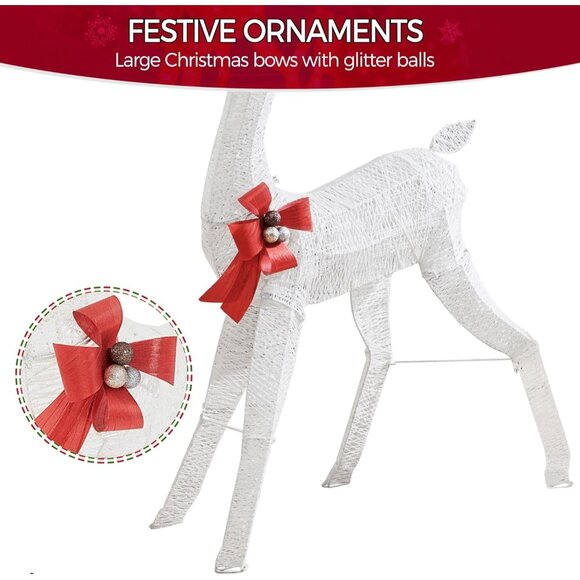 New 4ft Pre-lit Reindeer & Sleigh Set with 360 LED Lights for Christmas Decor - Picture 7 of 9